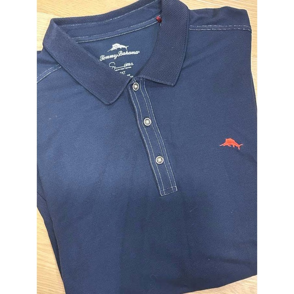 Tommy Bahama Mens 2XT Navy Supima Cotton Blend Polo Marlin Resort Cruise Vaca